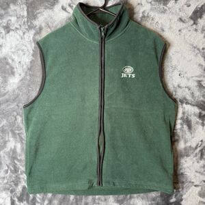 Vintage Y2K NFL New York Jets Green Vest Size Large The Edge Full Zip